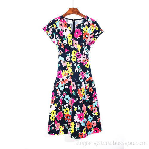 Women Short Sleeve Printing Dress